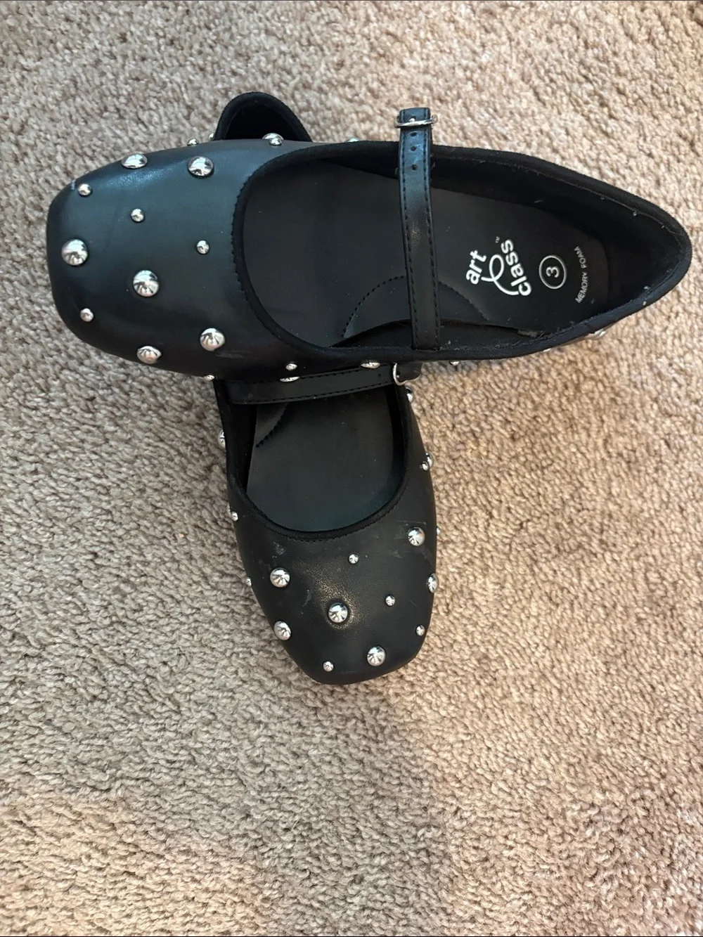 art class Black Mary Jane Flats with Silver Studs